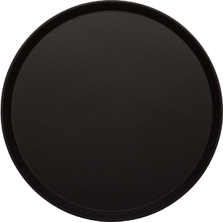  Cambro Treadlite Fibreglass Round Non-Slip Tray Black 405mm 