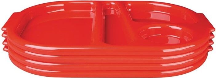  Kristallon Small Polycarbonate Compartment Food Trays Red 322mm 