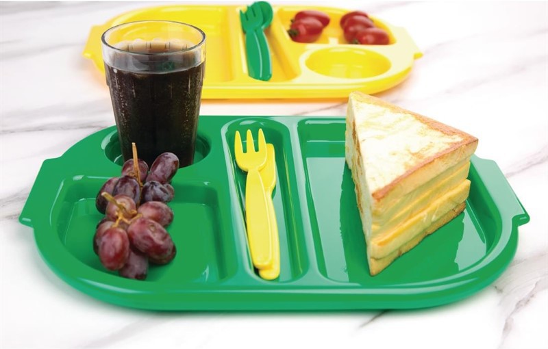  Olympia Kristallon Small Polycarbonate Compartment Food Trays Green 322mm 