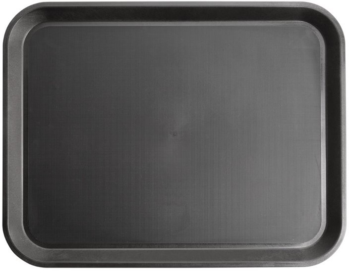  Kristallon Polypropylene Rectangular Non-Slip Tray Black 405mm 