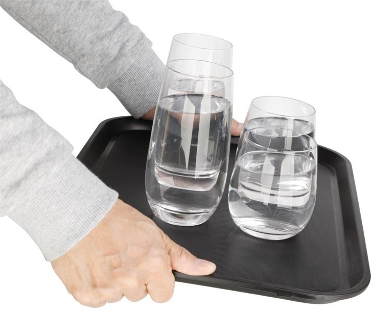  Kristallon Polypropylene Rectangular Non-Slip Tray Black 405mm 