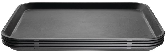  Kristallon Polypropylene Rectangular Non-Slip Tray Black 405mm 