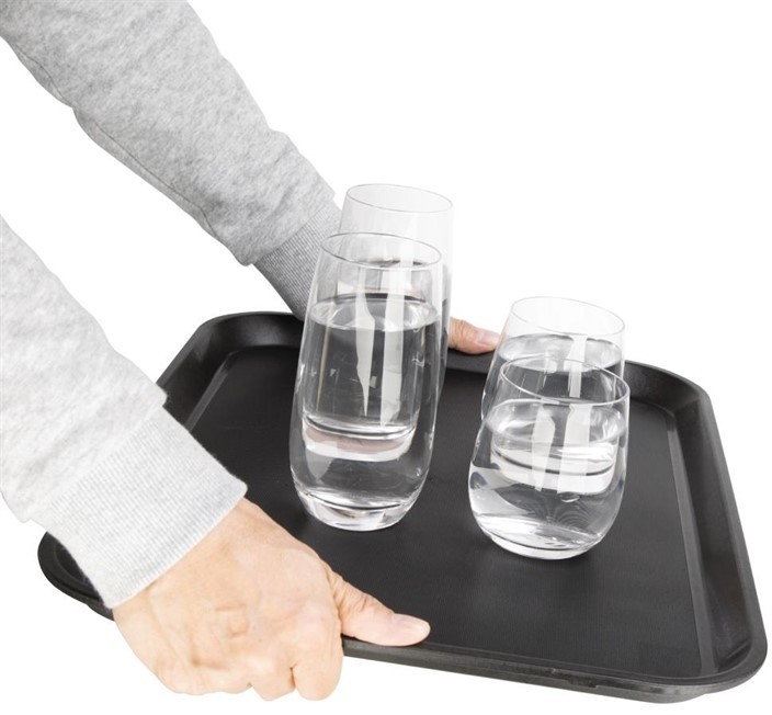  Kristallon Polypropylene Rectangular Non-Slip Tray Black 458mm 