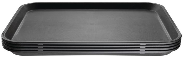  Kristallon Polypropylene Rectangular Non-Slip Tray Black 458mm 