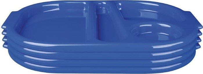  Kristallon Large Polycarbonate Compartment Food Trays Blue 375mm 