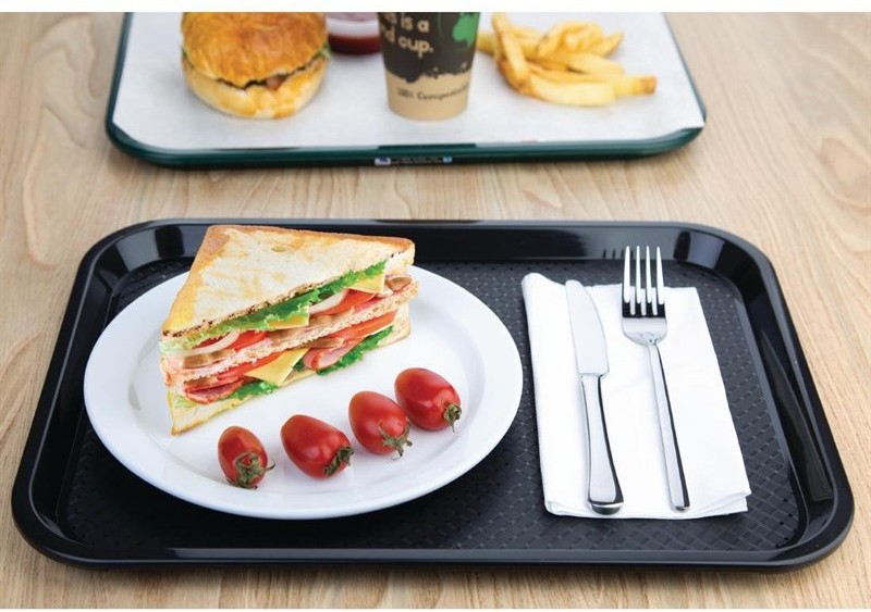  Kristallon Medium Polypropylene Fast Food Tray Black 415mm 