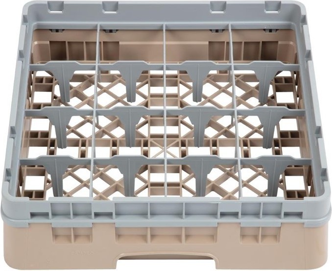  Cambro Camrack Beige 16 Compartments Max Glass Height 92mm 
