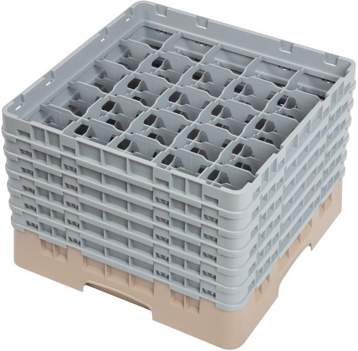  Cambro Camrack Beige 25 Compartments Max Glass Height 298mm 